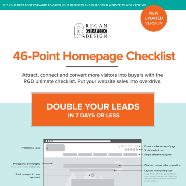 Image of the top of the 46 Point Homepage Checklist used by Regan Graphic Design in building websites